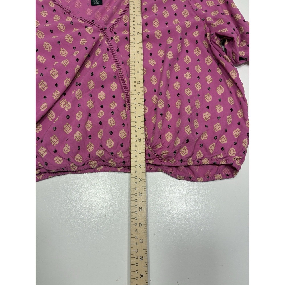 Wrangler Retro Surplice Women Wrap Blouse Size XL Puffed Sleeves Aesthetic - Picture 9 of 11